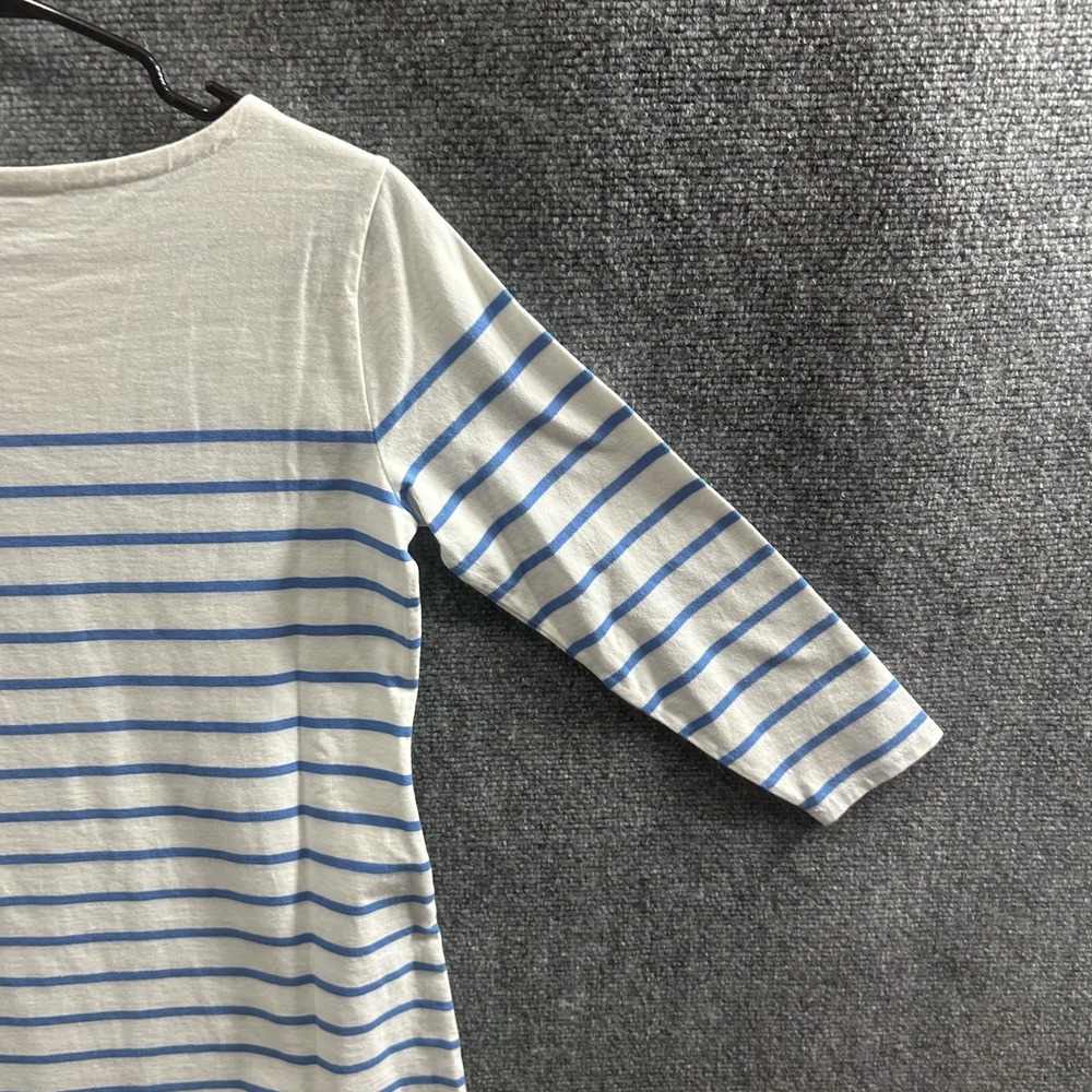 Vineyard Vines Lace Hem Mini Shift Dress 3/4 Sleeve White Blue Striped XXS - Picture 2 of 16